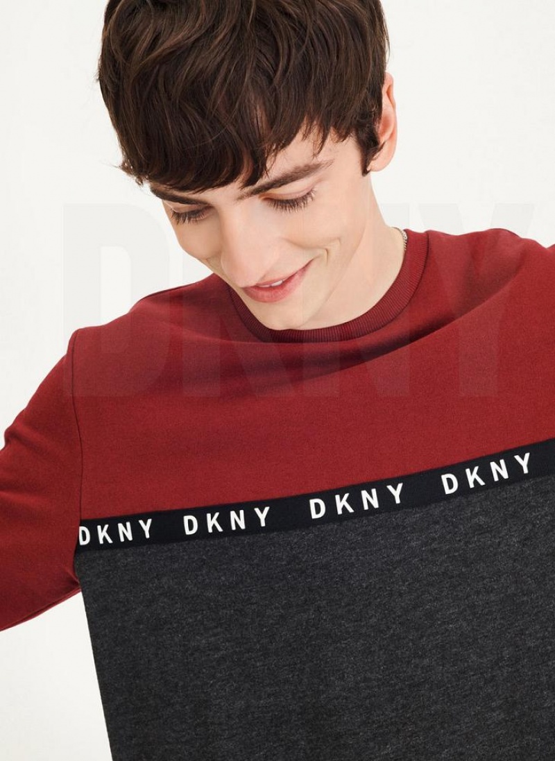 Φούτερ DKNY Logo Fleece Crew ανδρικα σκούρο κοκκινα | Greece_D0205