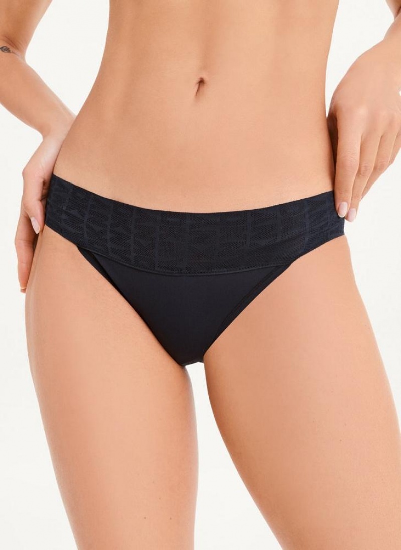 κιλότο DKNY Logo Waistband Stretch Μπικίνι γυναικεια μαυρα | Greece_D1555