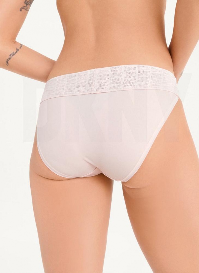 κιλότο DKNY Logo Waistband Stretch Μπικίνι γυναικεια ροζ | Greece_D0587