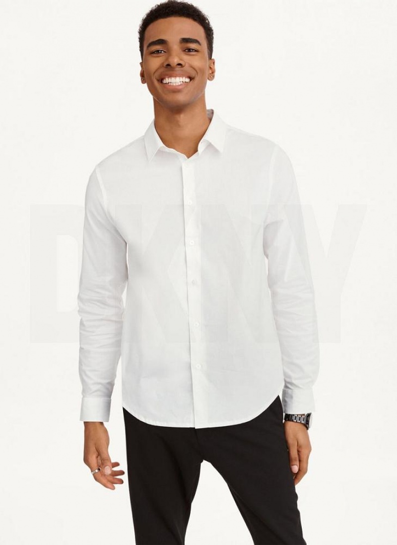 πουκαμισα DKNY Long Sleeve Button Down ανδρικα ασπρα | Greece_D1442