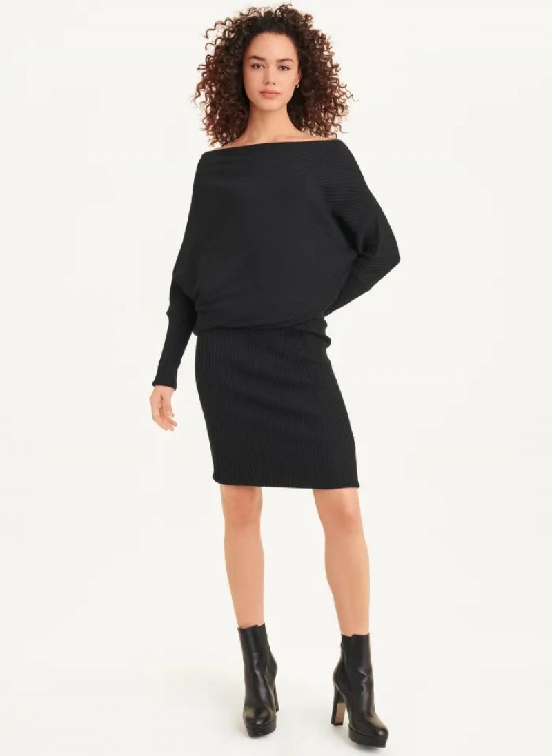 Φορεμα DKNY Long Sleeve Cowl Neckline γυναικεια μαυρα | Greece_D0526