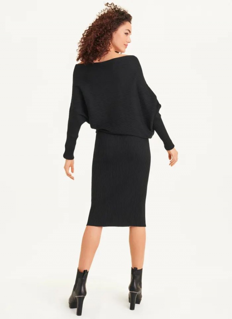 Φορεμα DKNY Long Sleeve Cowl Neckline γυναικεια μαυρα | Greece_D0526