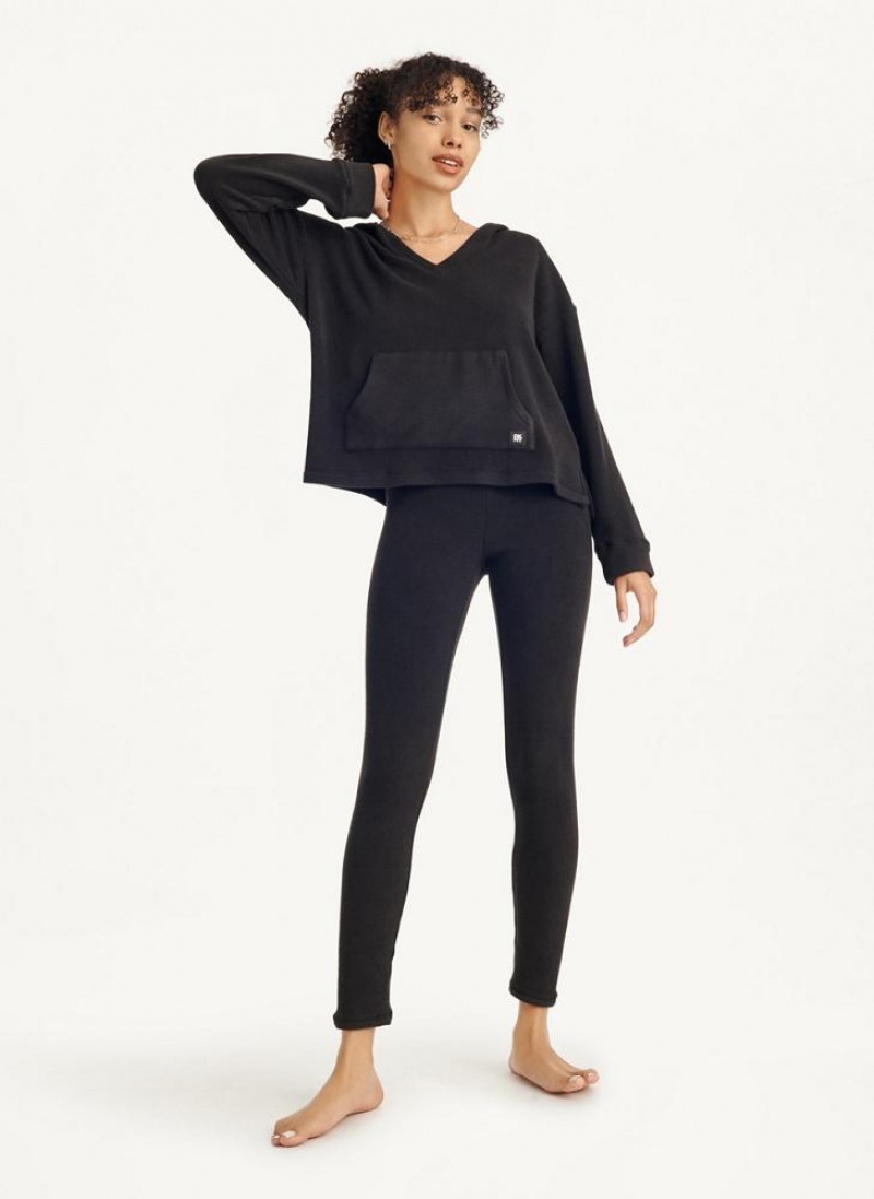 Πιζάμες DKNY Long Sleeve Κουκουλοφόρος Top And Legging Set γυναικεια μαυρα | Greece_D1415