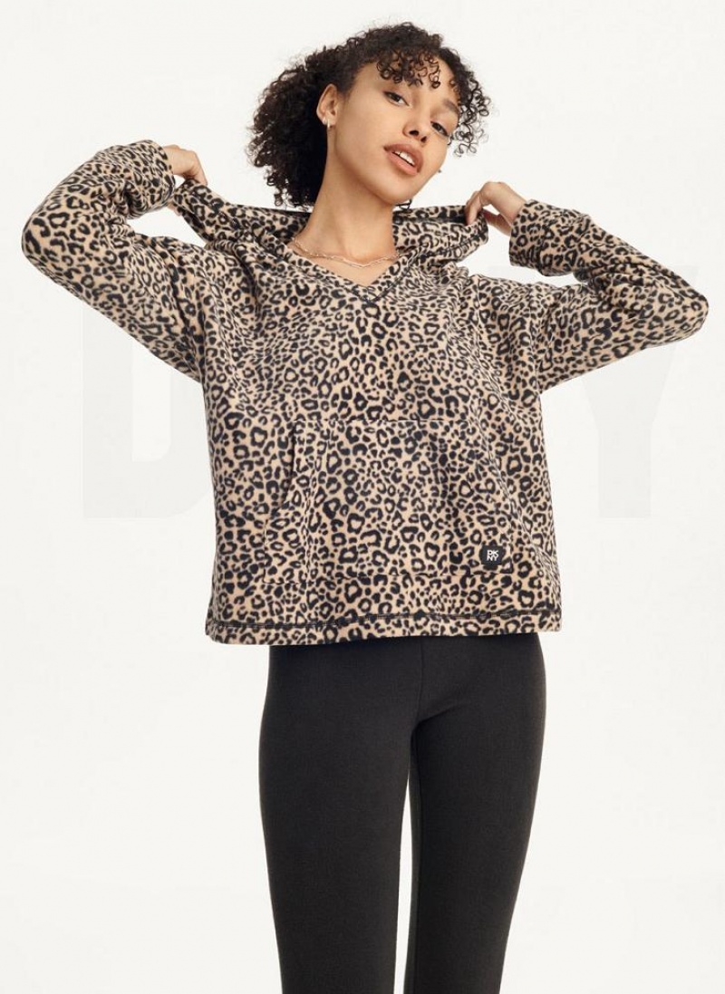 Πιζάμες DKNY Long Sleeve Κουκουλοφόρος Top And Legging Set γυναικεια καφε | Greece_D0986