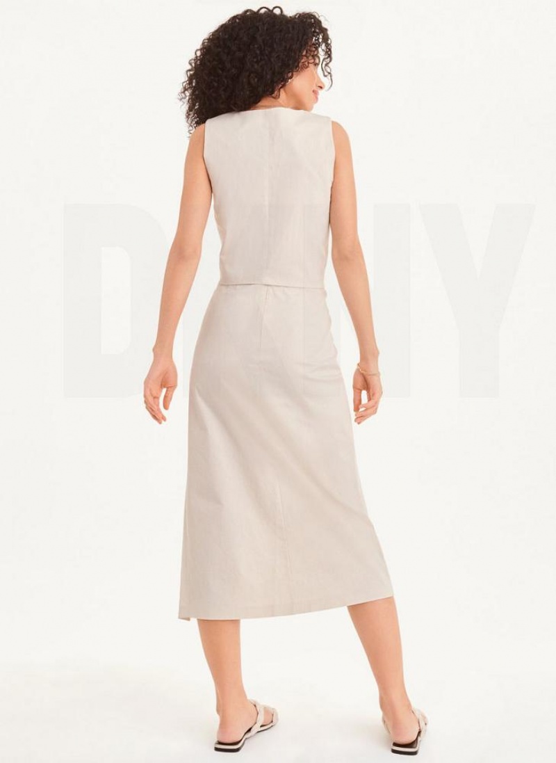 φουστεσ DKNY Long with Slit γυναικεια Μπεζ | Greece_D1101