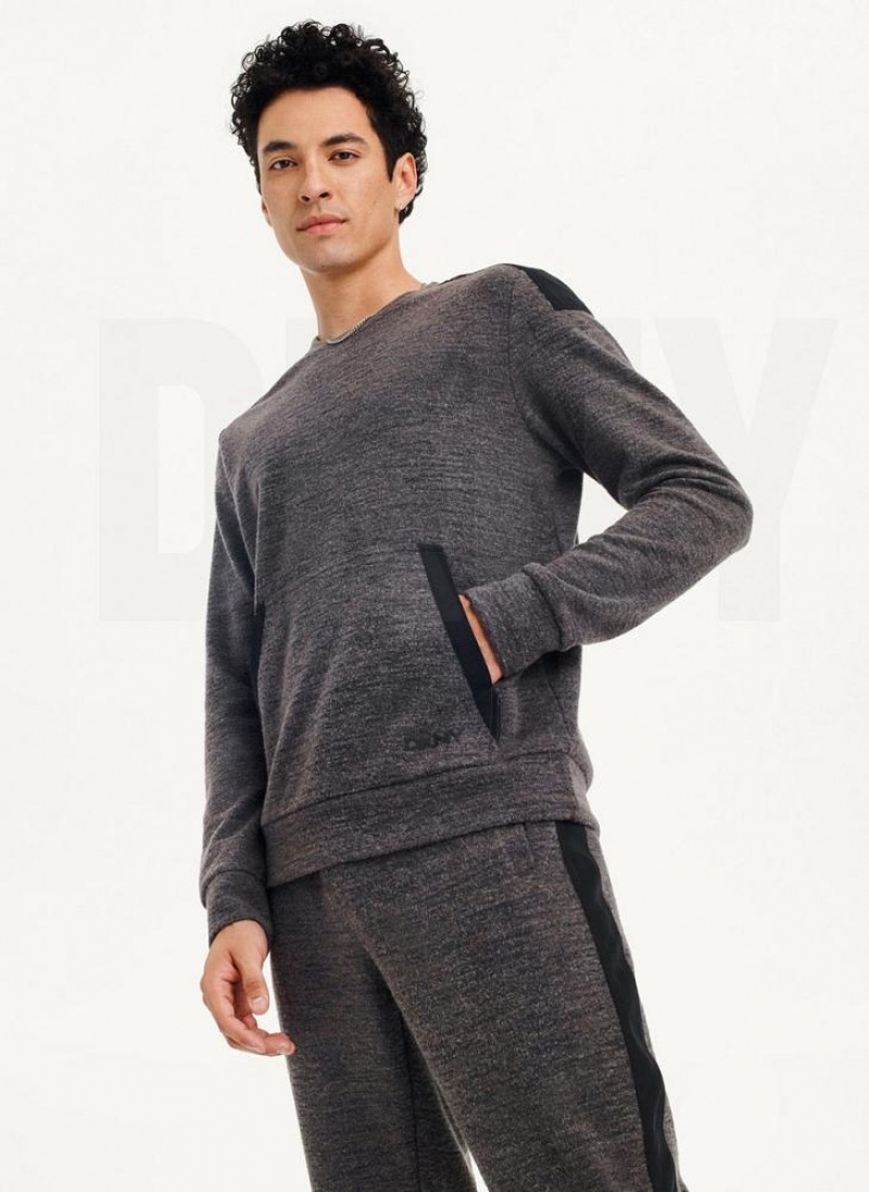 Φούτερ DKNY Lounge Crew Neck ανδρικα σκούρο γκρι | Greece_D0163