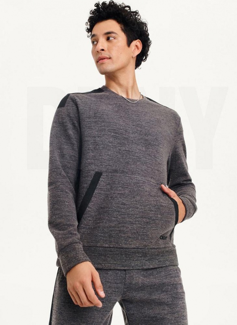 Φούτερ DKNY Lounge Crew Neck ανδρικα σκούρο γκρι | Greece_D0163