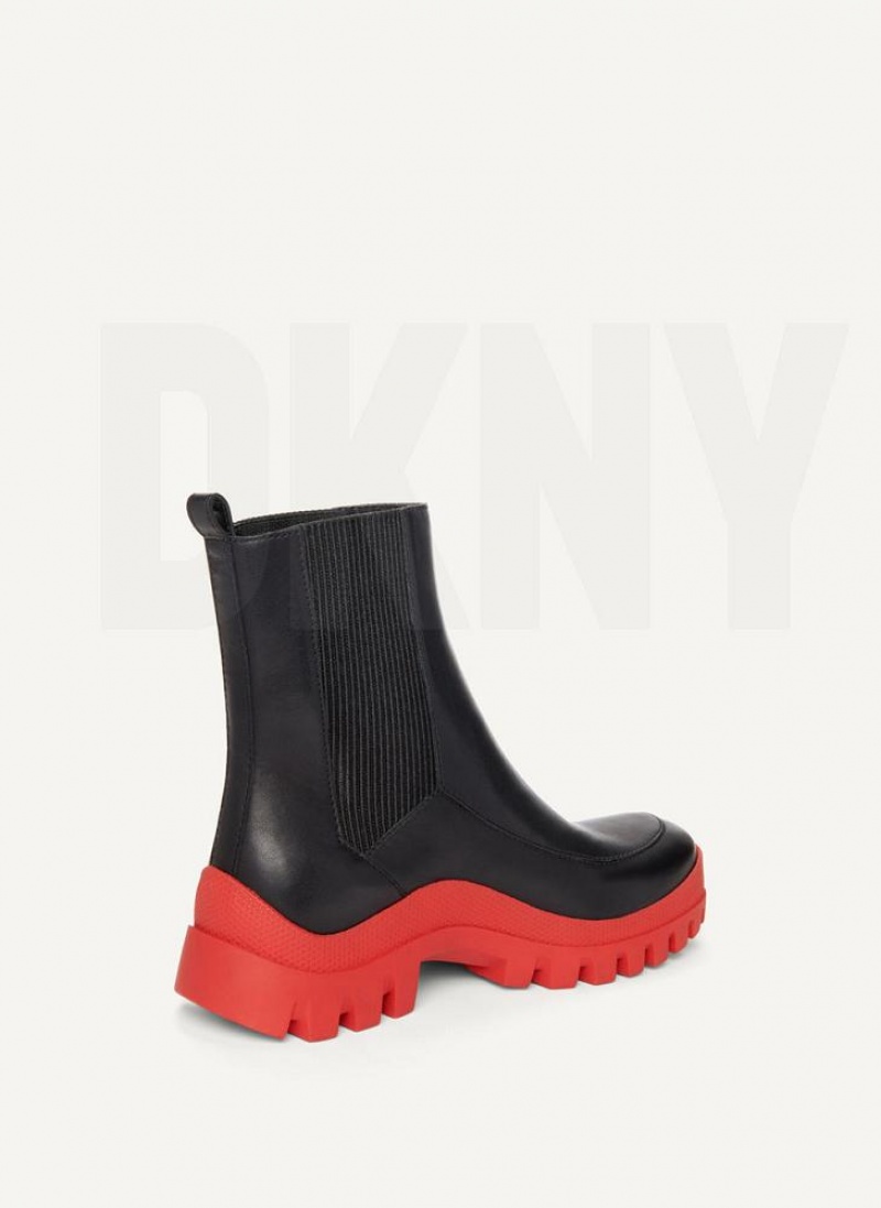 Μποτεσ DKNY Lug Sole Chelsea γυναικεια μαυρα κοκκινα | Greece_D0749