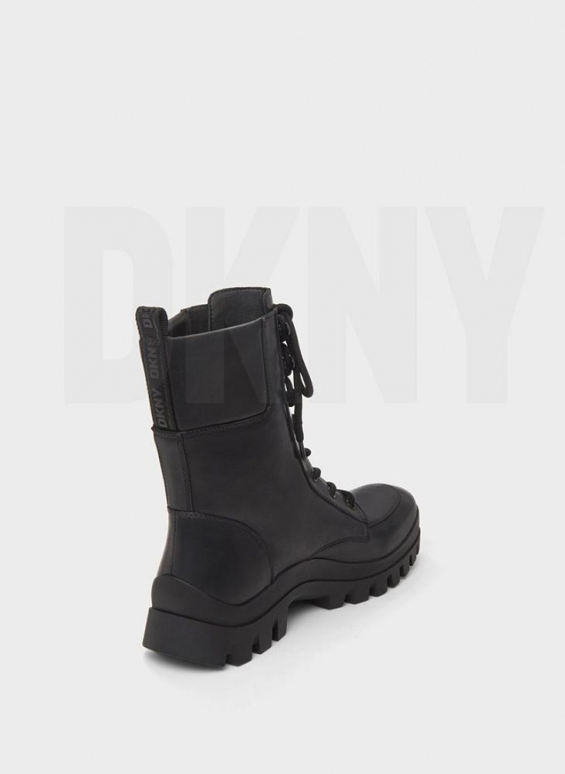 Μποτεσ DKNY Lug Sole Combat γυναικεια μαυρα | Greece_D0892