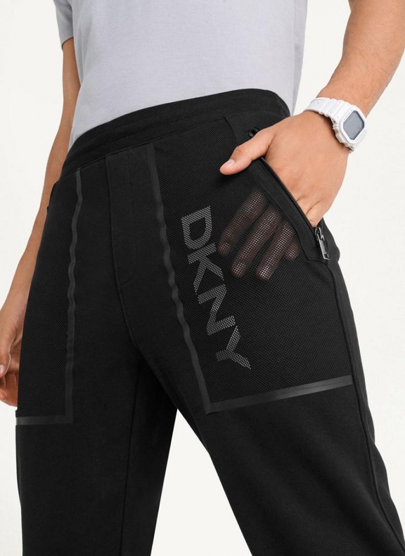 Παντελονι DKNY Mesh Pocket Logo ανδρικα μαυρα | Greece_D1677