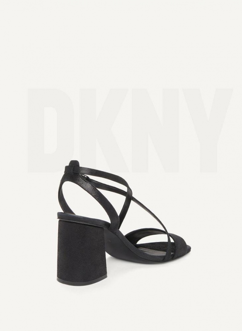 Τακούνια DKNY Metallic Snake strappy Block γυναικεια μαυρα | Greece_D1826