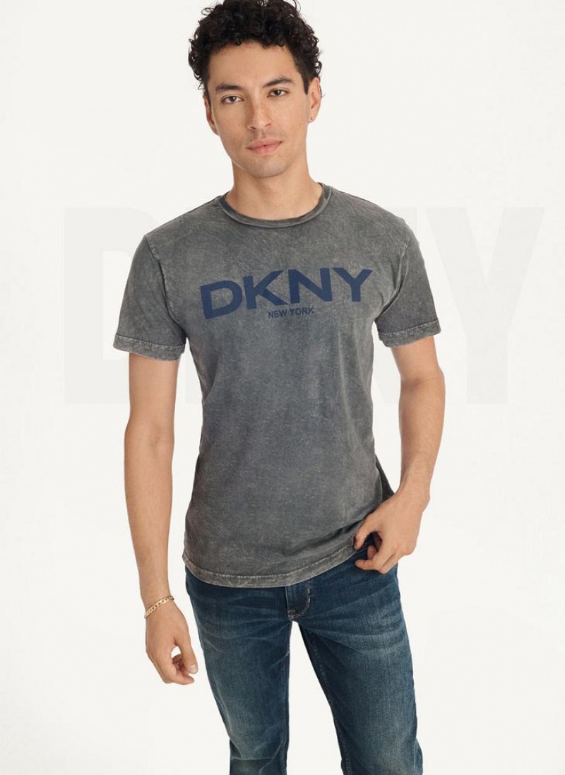 μπλουζακια DKNY Mineral Wash ανδρικα γκρι | Greece_D0183