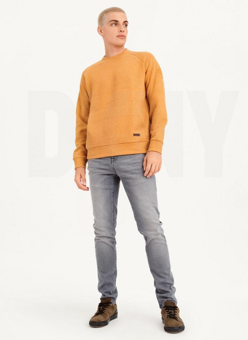 Πουλόβερ DKNY Mixed Texture Crewneck ανδρικα κίτρινα | Greece_D1721