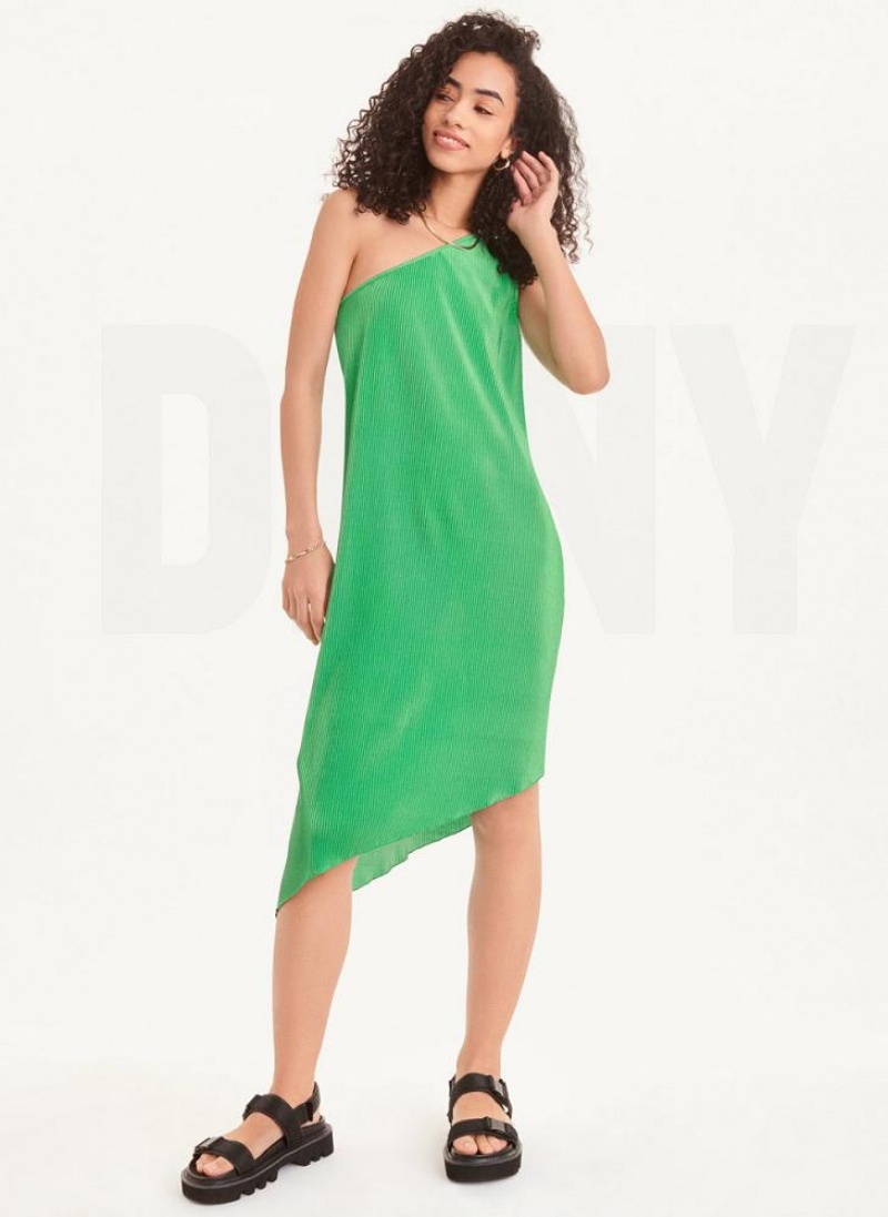 Φορεμα DKNY One Shoulder Asymmetrical γυναικεια πρασινο | Greece_D0937