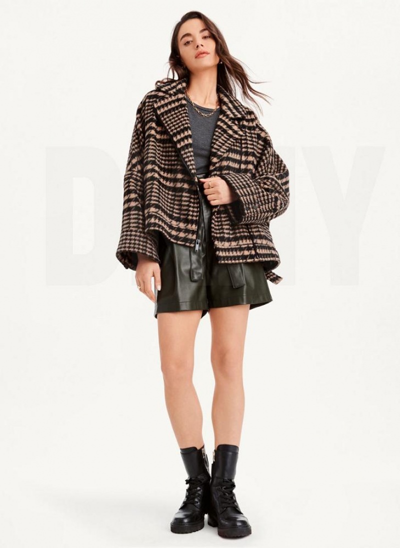 Μπουφαν DKNY Oversized Relaxed γυναικεια μαυρα καφε | Greece_D1238