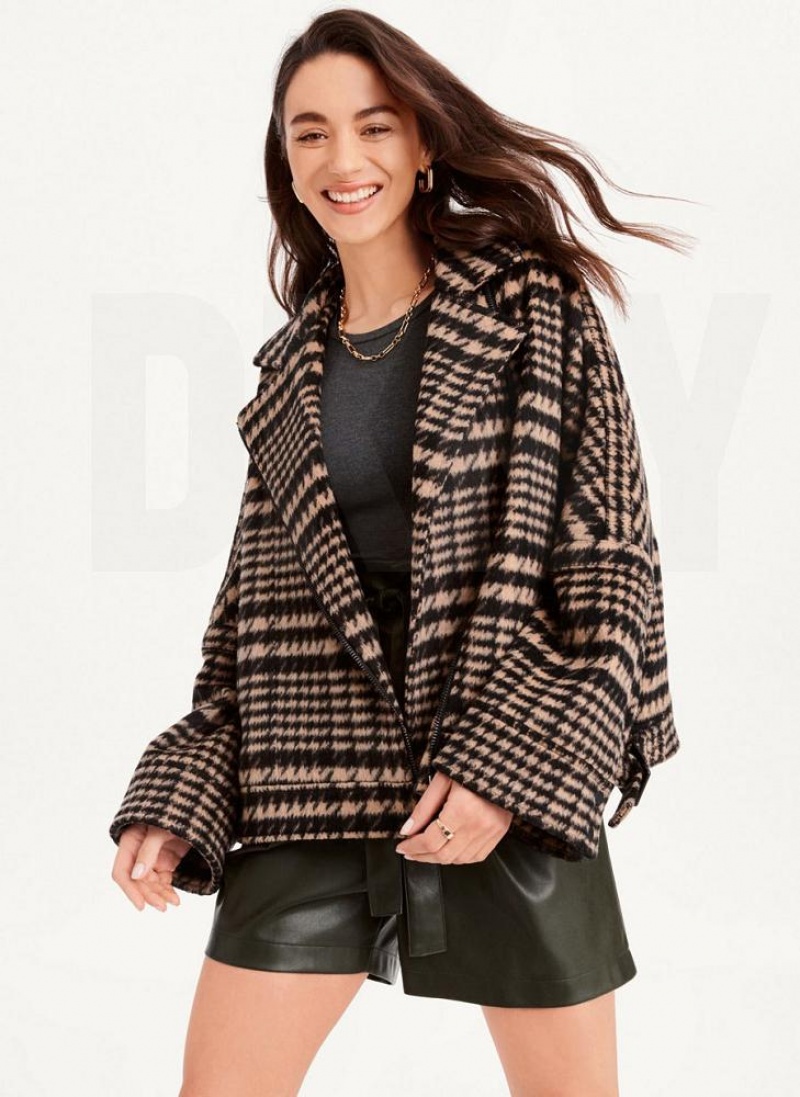 Μπουφαν DKNY Oversized Relaxed γυναικεια μαυρα καφε | Greece_D1238