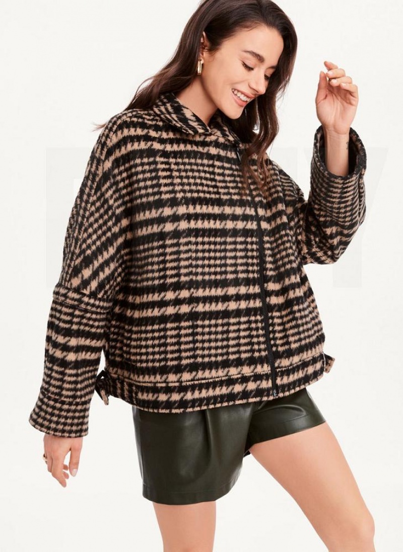 Μπουφαν DKNY Oversized Relaxed γυναικεια μαυρα καφε | Greece_D1238