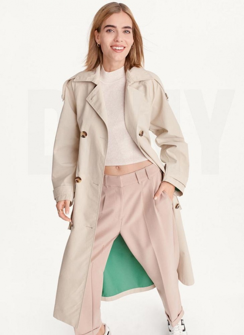 Μπουφαν DKNY Oversized Trench With Inner Details γυναικεια καφε | Greece_D0641