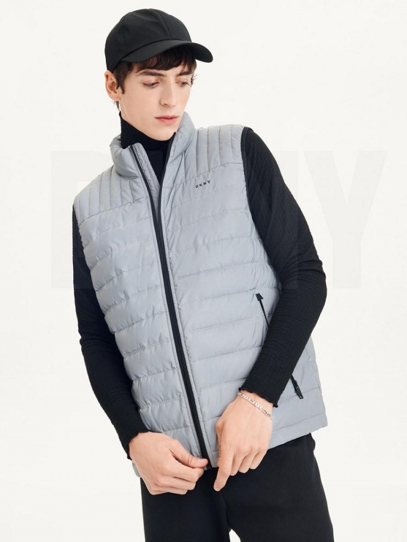 Μπουφαν DKNY Packable Καπιτονέ Vest ανδρικα γκρι | Greece_D0188