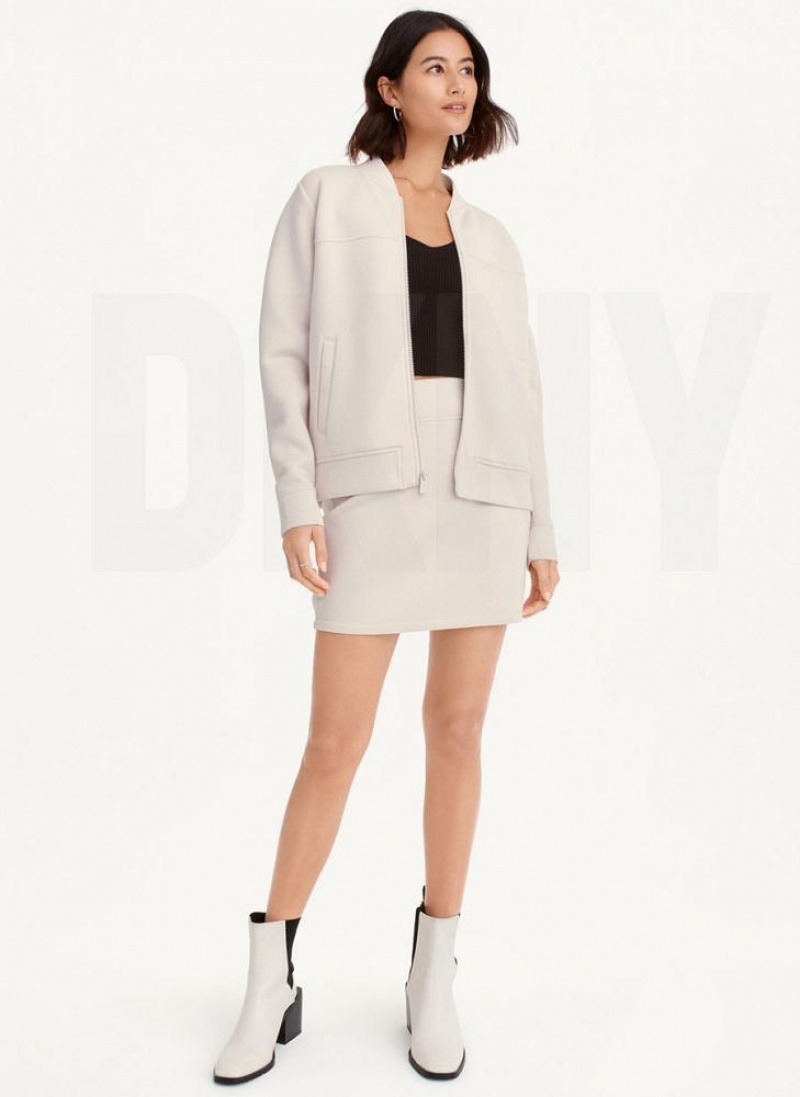 Μπουφαν DKNY Perforated Scuba Bomber γυναικεια καφε | Greece_D1545