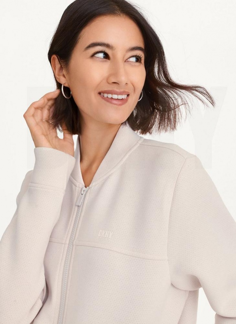 Μπουφαν DKNY Perforated Scuba Bomber γυναικεια καφε | Greece_D1545