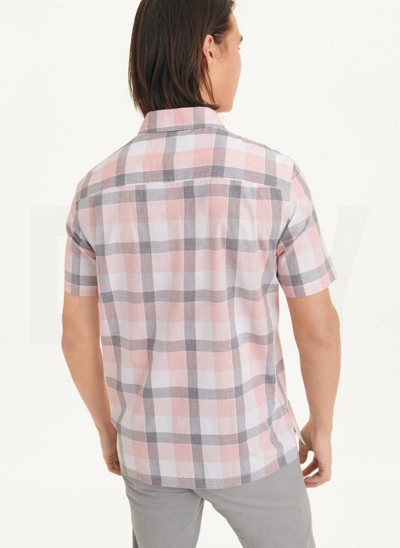 πουκαμισα DKNY Plaid ανδρικα ροζ | Greece_D1456