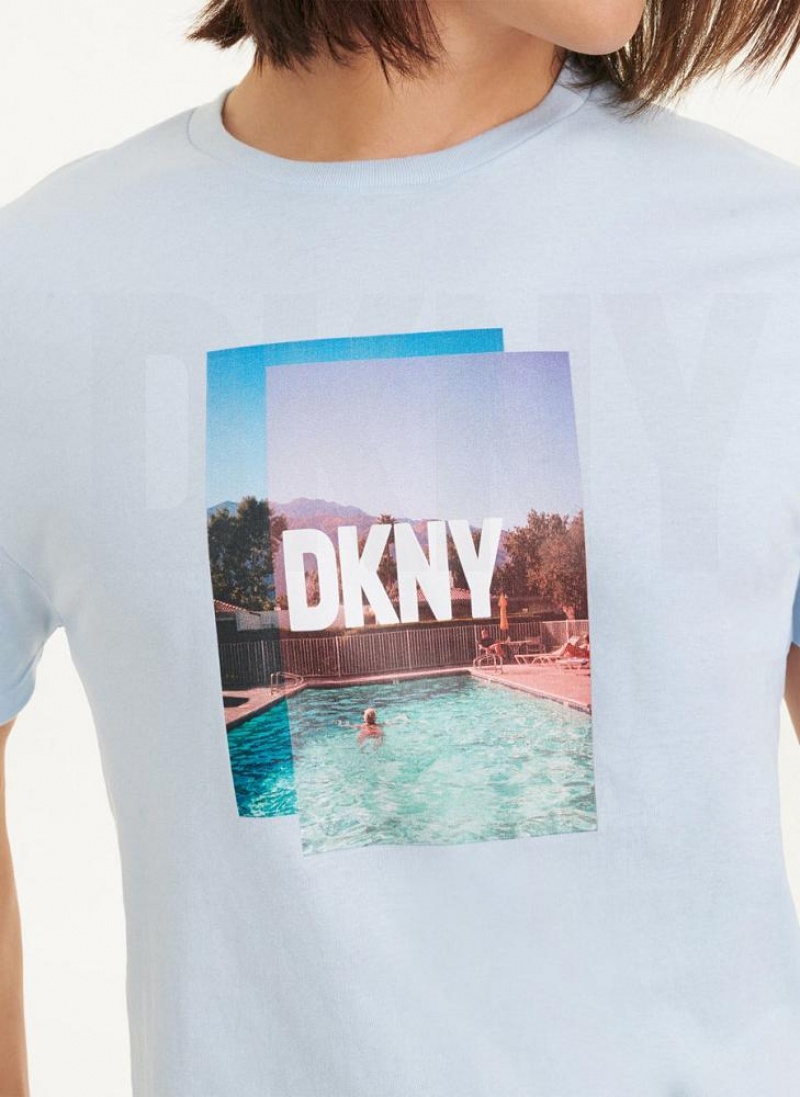 μπλουζακια DKNY Pool σταμπεσ ανδρικα μπλε | Greece_D1376