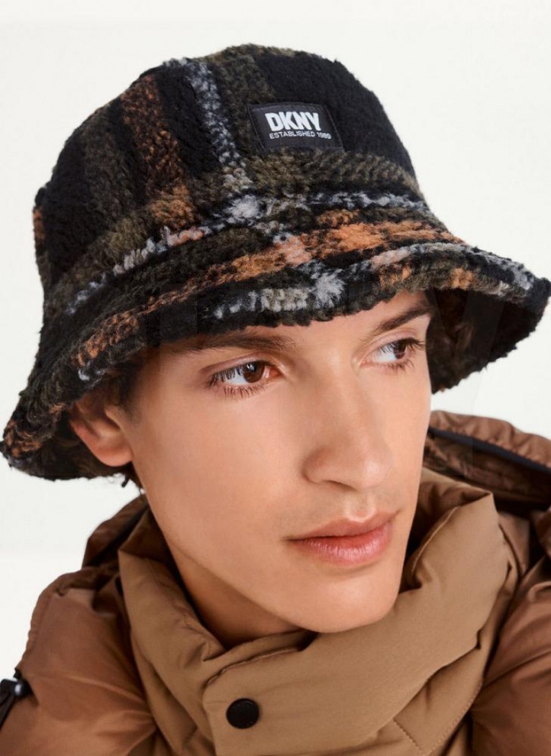 καπελα DKNY Printed Sherpa Bucket ανδρικα μαυρα | Greece_D0250