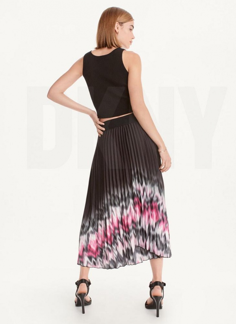 φουστεσ DKNY Printed Πλισέ Midi γυναικεια μωβ | Greece_D1055