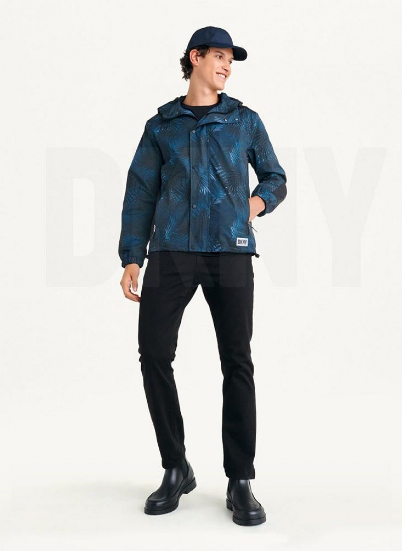 Μπουφαν DKNY Printed νάιλον Wild Palm Κουκουλοφόρος Rain ανδρικα σκουρο μπλε | Greece_D1632