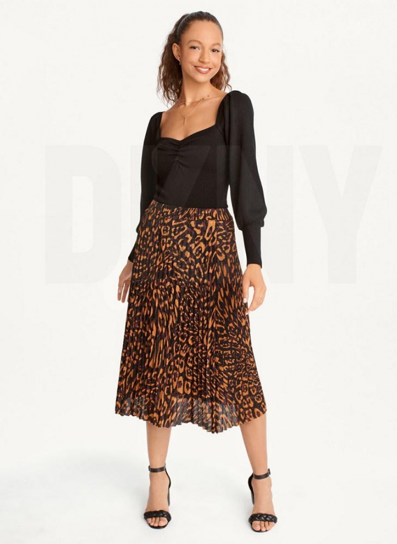 Πουλόβερ DKNY Puff-Sleeve Sweatheart γυναικεια μαυρα | Greece_D1832