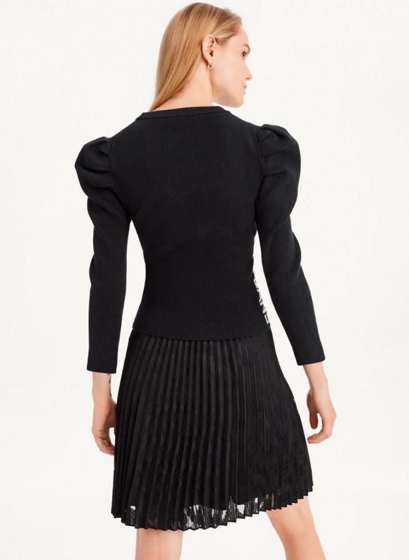 Πουλόβερ DKNY Puff Sleeve γυναικεια μαυρα | Greece_D1463