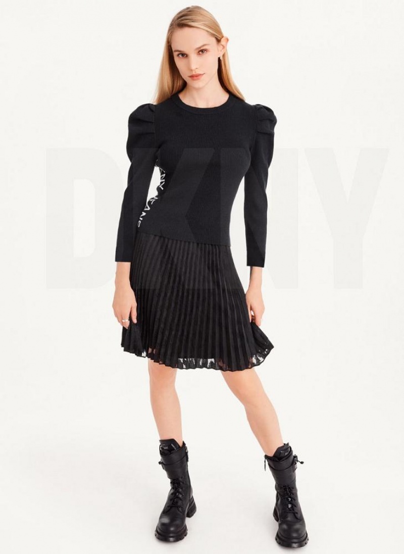 Πουλόβερ DKNY Puff Sleeve γυναικεια μαυρα | Greece_D1463