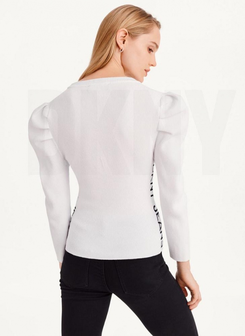 Πουλόβερ DKNY Puff Sleeve γυναικεια ασπρα | Greece_D1512