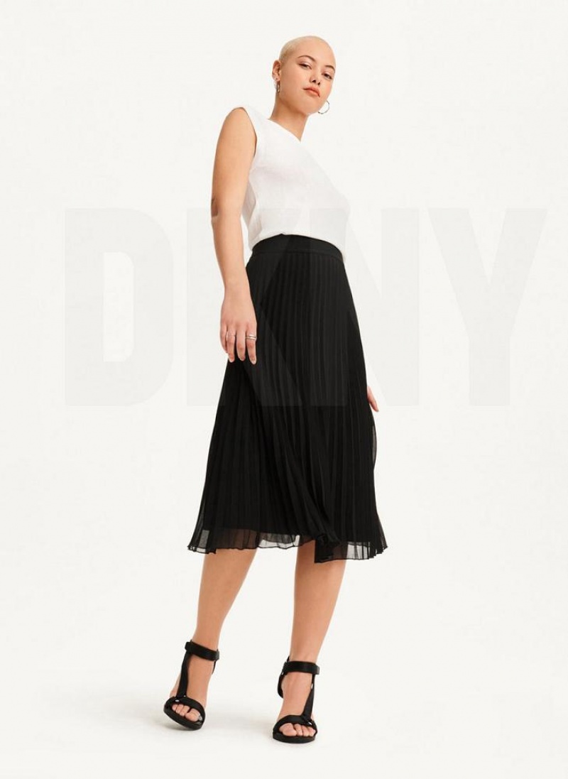 φουστεσ DKNY Pull On Πλισέ Midi γυναικεια μαυρα | Greece_D1365