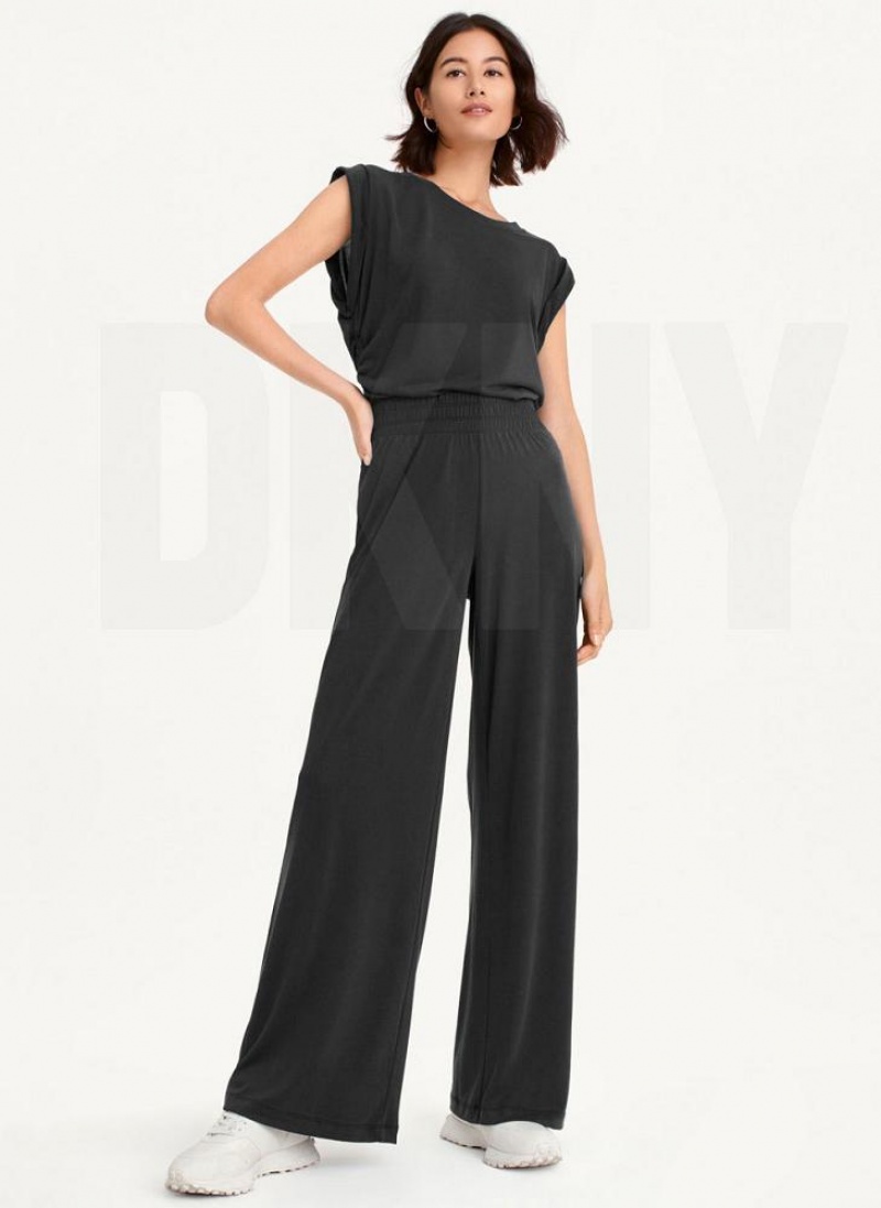 Παντελονι DKNY Relaxed φαρδια Leg γυναικεια μαυρα | Greece_D0291