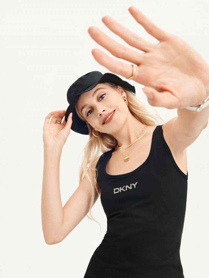 Φορεμα DKNY Rhinestone Logo Tank γυναικεια μαυρα | Greece_D1158