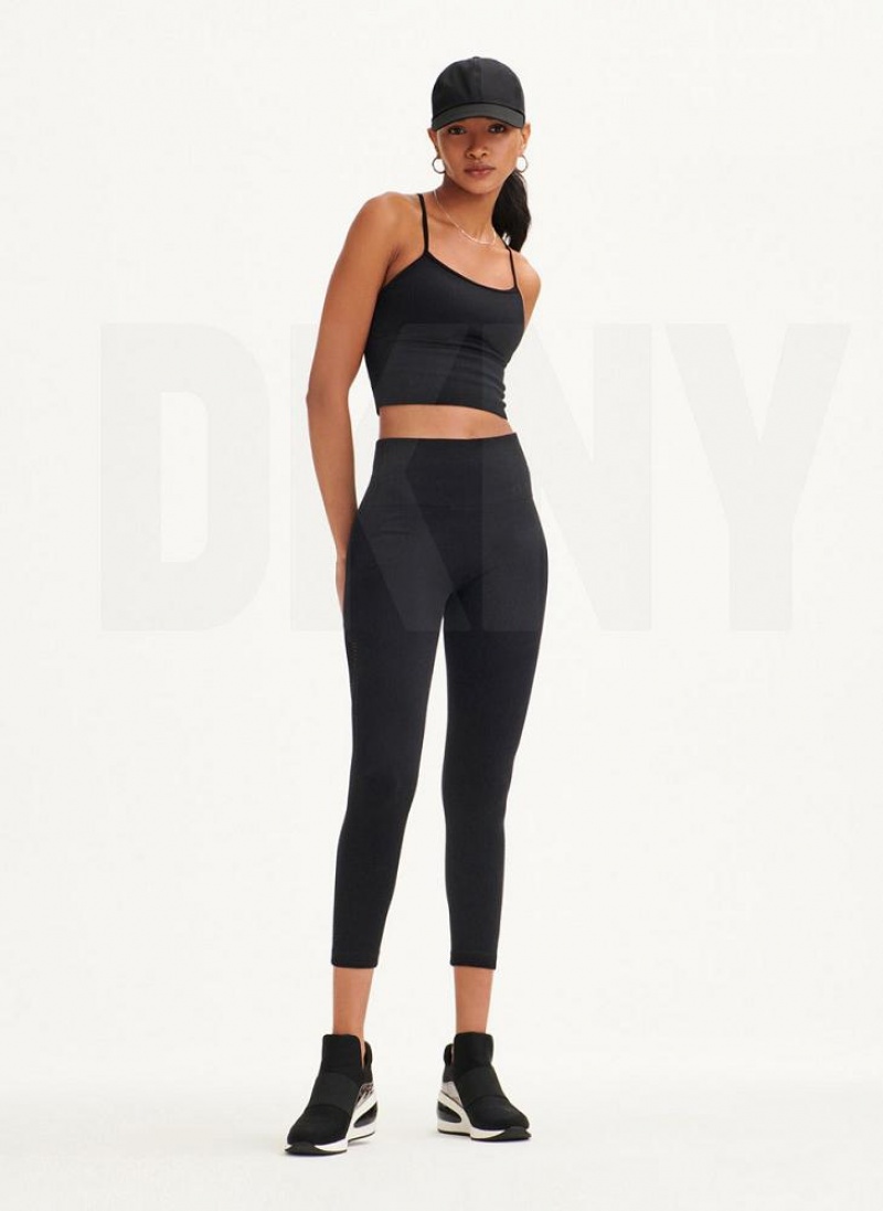 Κολαν DKNY Rib Knit High Waisted Seamless γυναικεια μαυρα | Greece_D1434