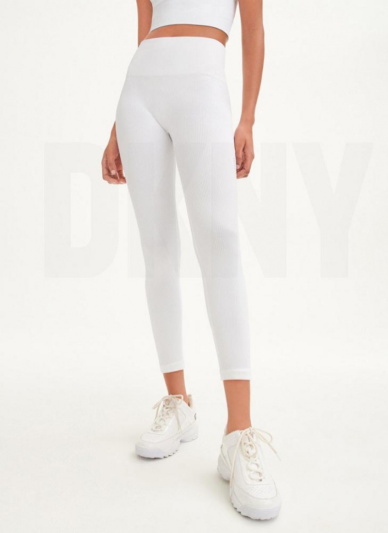 Κολαν DKNY Rib Knit High Waisted Seamless γυναικεια ασπρα | Greece_D1073