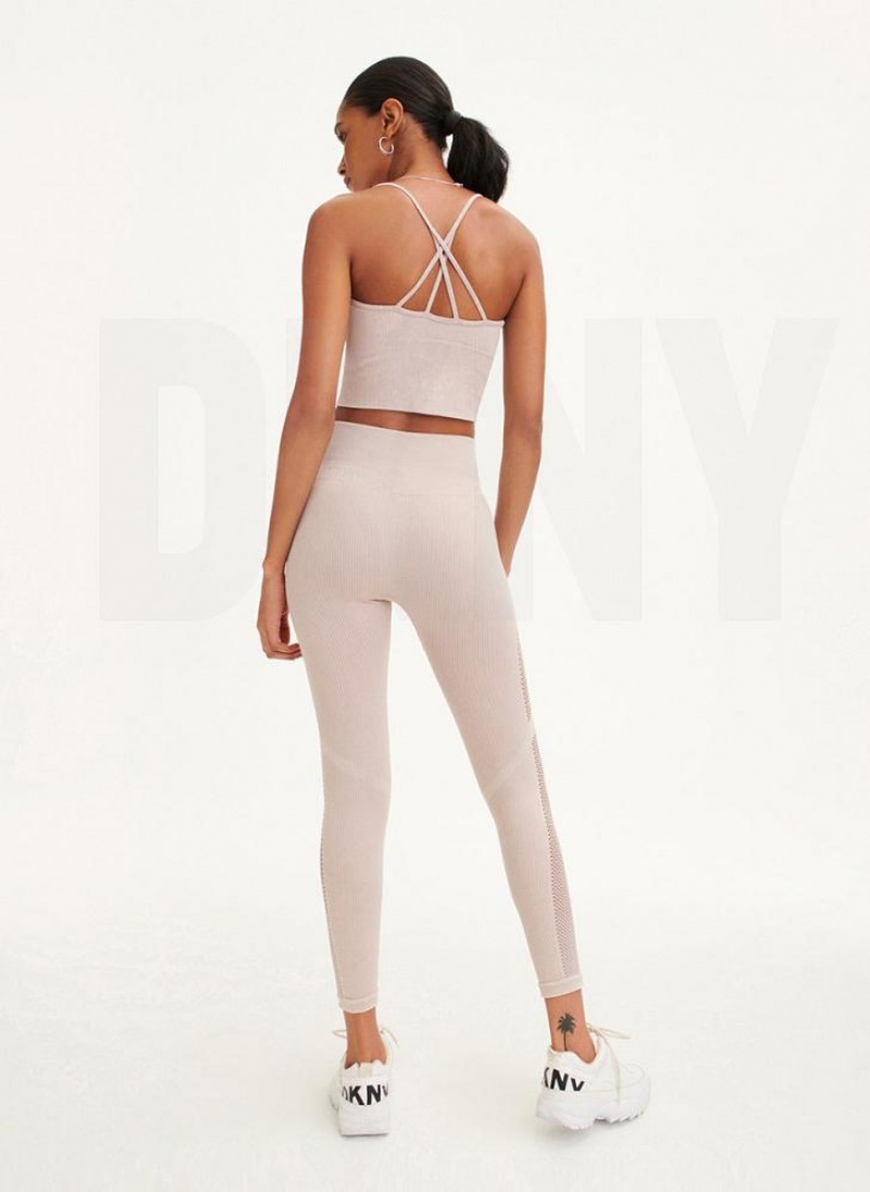 Κολαν DKNY Rib Knit High Waisted Seamless γυναικεια Μπεζ | Greece_D1717