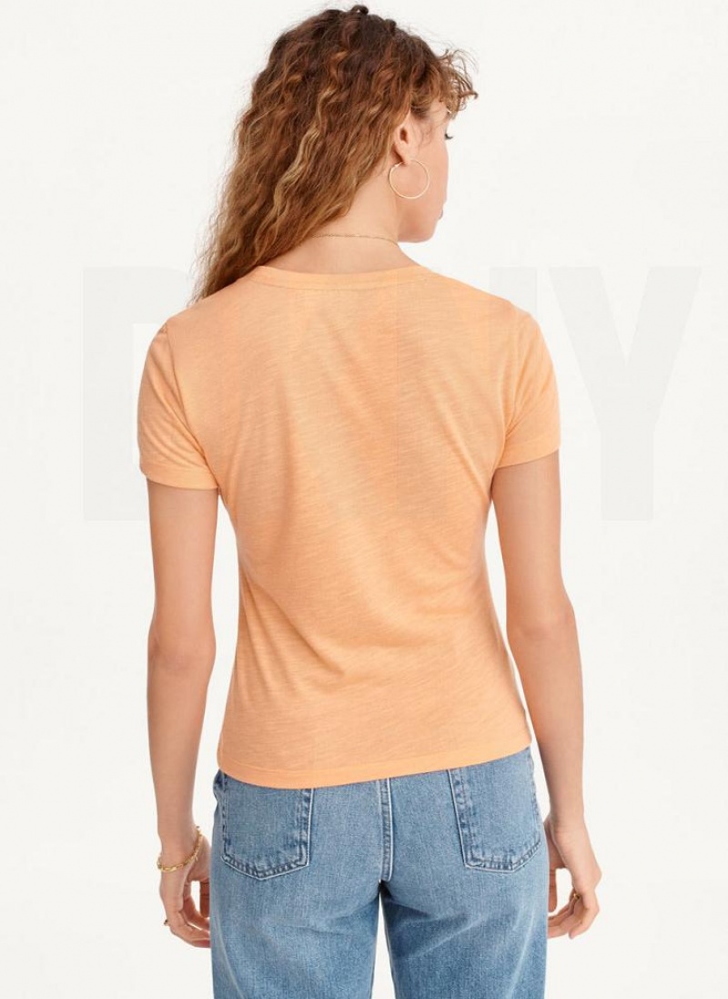 μπλουζακια DKNY Ruched Front Crew Neck γυναικεια κίτρινα | Greece_D0192