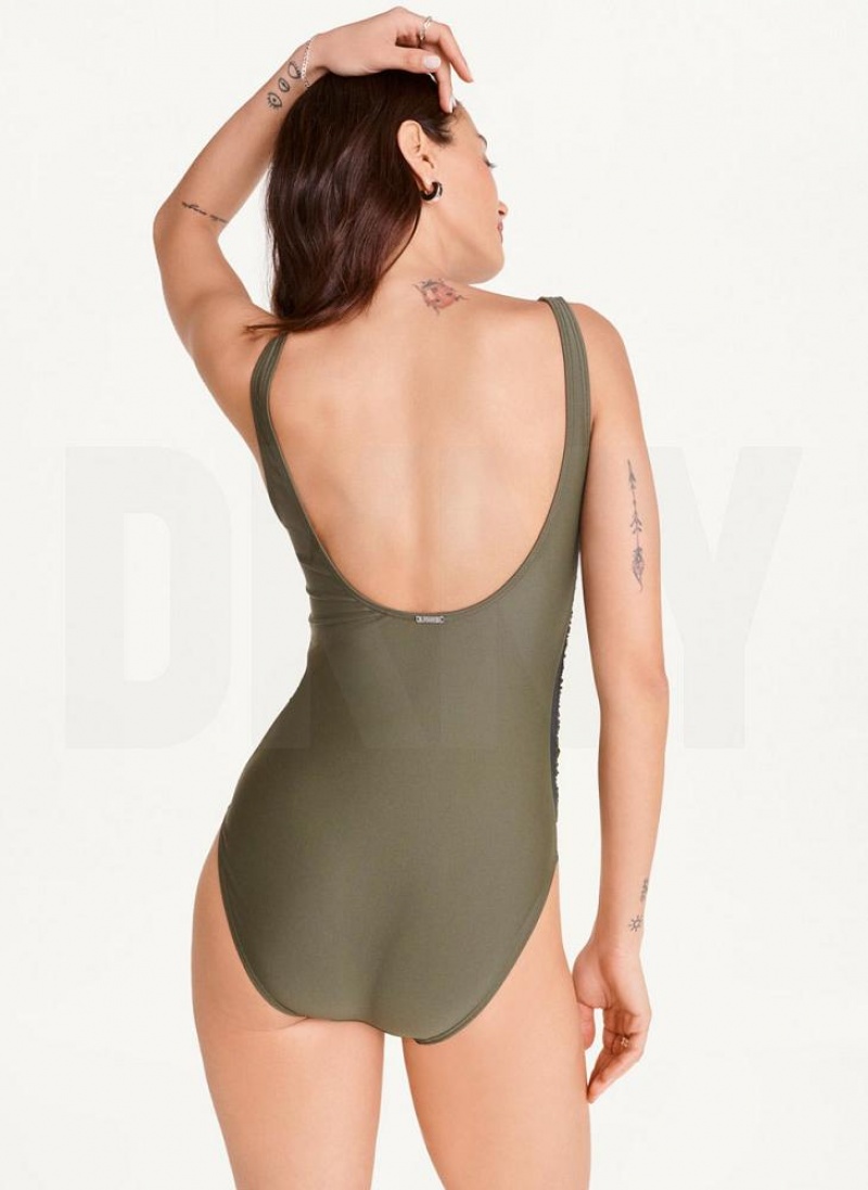 Μαγιό DKNY Scoop Neck One-Piece γυναικεια Ελιά | Greece_D1409