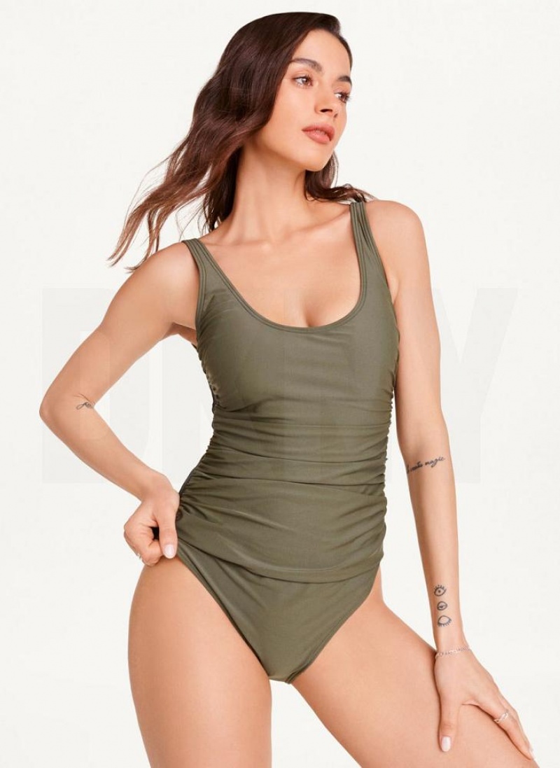 Μαγιό DKNY Scoop Neck One-Piece γυναικεια Ελιά | Greece_D1409