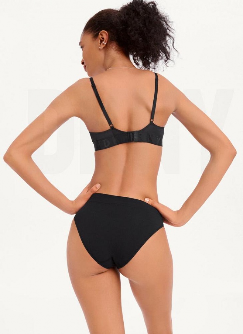 κιλότο DKNY Seamless Litewear Rib Μπικίνι γυναικεια μαυρα | Greece_D1612