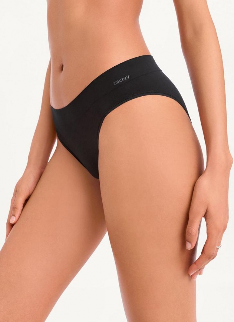 κιλότο DKNY Seamless Litewear Rib Μπικίνι γυναικεια μαυρα | Greece_D1612