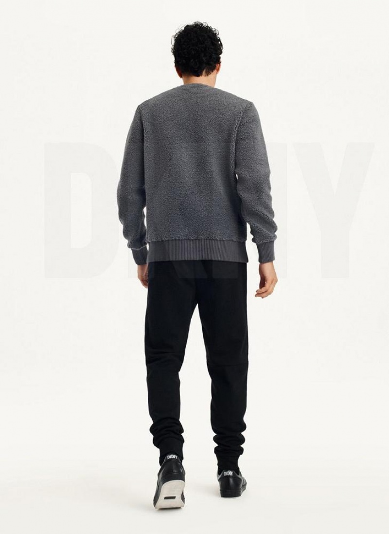 Φούτερ DKNY Sherpa Long Sleeve Crew ανδρικα γκρι | Greece_D1707