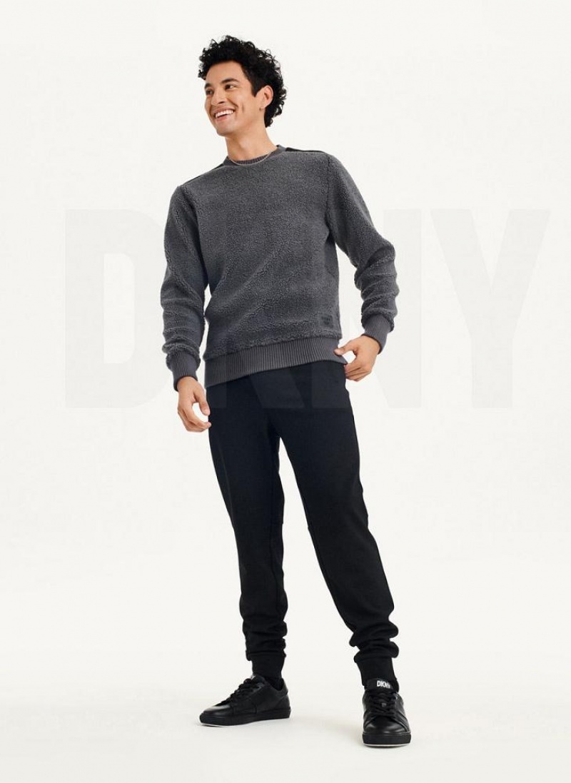 Φούτερ DKNY Sherpa Long Sleeve Crew ανδρικα γκρι | Greece_D1707