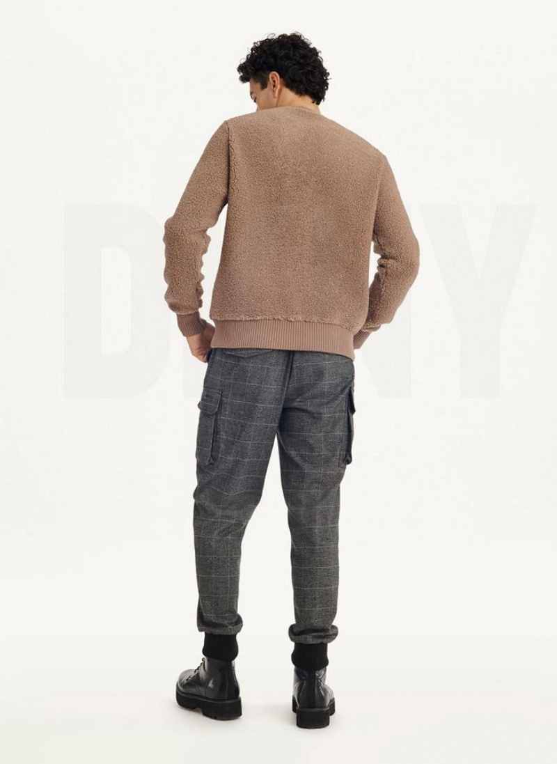 Φούτερ DKNY Sherpa Long Sleeve Crew ανδρικα Χακί | Greece_D0216