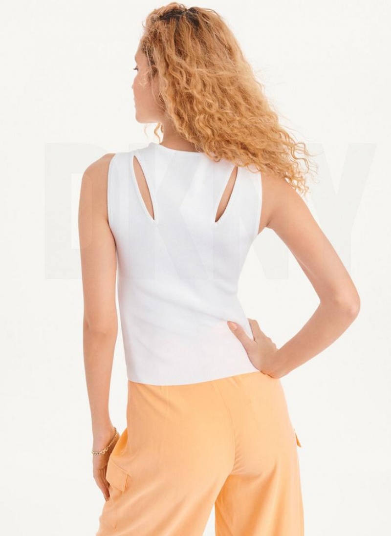 Πουλόβερ DKNY Shoulder Cut Out Tank γυναικεια ασπρα | Greece_D0262