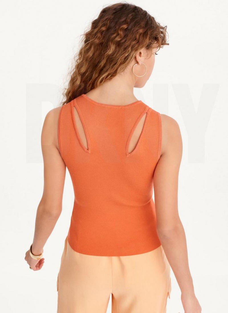 Πουλόβερ DKNY Shoulder Cut Out Tank γυναικεια πορτοκαλι | Greece_D1876